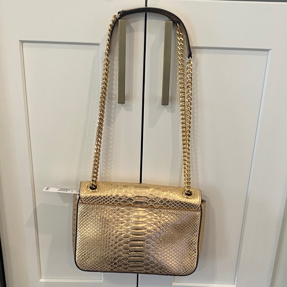 Michael Kors Gold Python-Embossed Leather Shoulde… - image 5